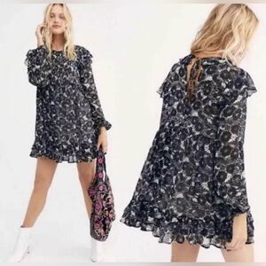 Free People Black and White “The Dreams” Sheer Dress Size Small